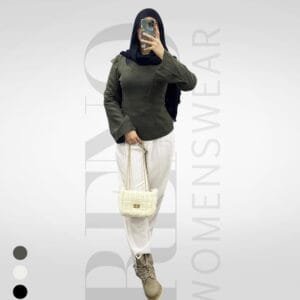 Brand Zara/بلوزة كتان زیتي