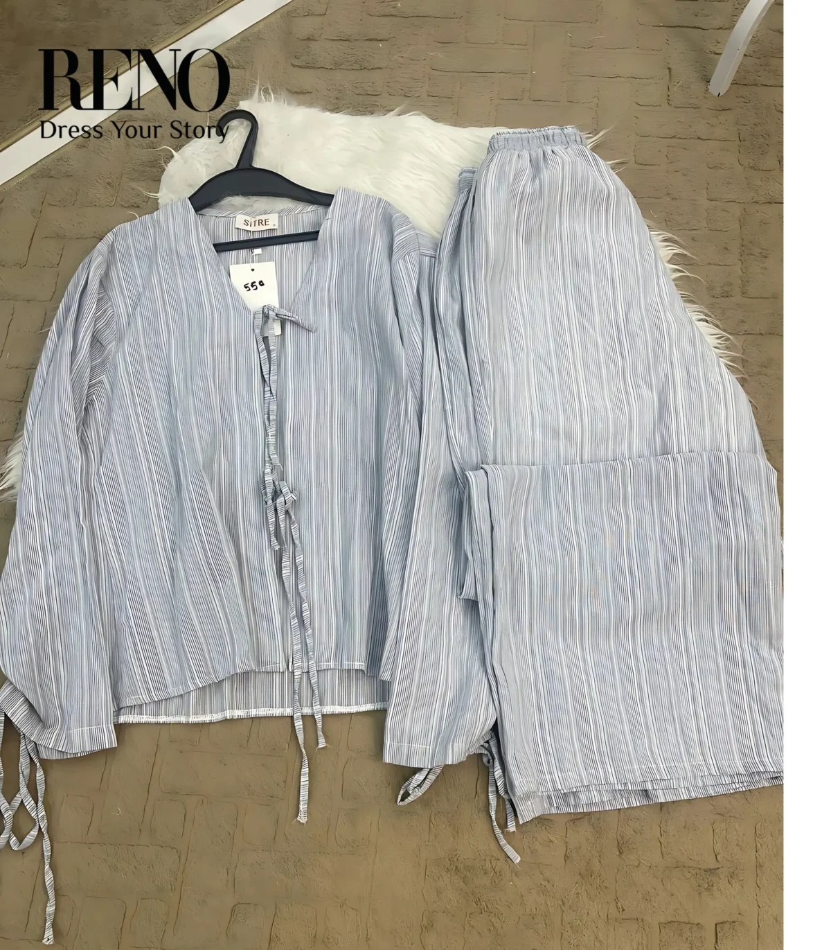 Linen Suit with Bow Tie – Soft Femininity Meets Effortless Elegance - Image 2