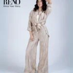 Brown Linen Suit with Front Tie