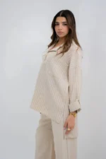 Striped Beige Linen Suit - Image 4