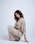 Brown Linen Suit with Front Tie - Image 6