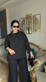 Striped Black Linen Suit