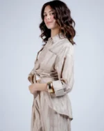 Brown Linen Suit with Front Tie - Image 4