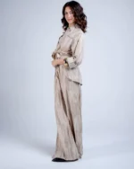 Brown Linen Suit with Front Tie - Image 3