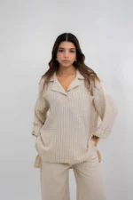 Striped Beige Linen Suit - Image 5