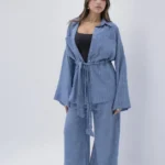 Striped Blue Linen Suit – Effortless Elegance