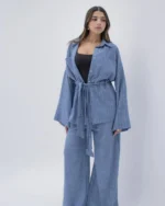 Striped Blue Linen Suit – Effortless Elegance