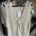 Sleeveless Crochet Vest with Front Ties
