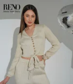 Freska Linen Suit – Crop Top & Pants for a Bold, Modern Look