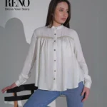 Linen Blouse with Delicate Chest Detailing – A Touch of Feminine Elegance