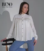 Linen Blouse with Delicate Chest Detailing – A Touch of Feminine Elegance