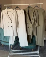 Linen Suit with Side Slits & Button Details - Image 3