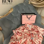 Satin Pajama Set – Luxury Inspired Design with Bow Print (High-Quality Imported)