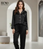 Satin Pajama Set – Luxury Inspired Design in Black (High-Quality Imported)