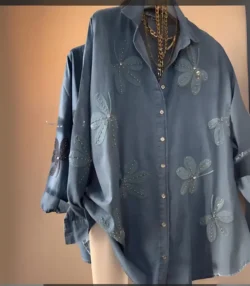 Imported Turkish Denim Shirt – Elegant Embroidered Design with Soft Fabric
