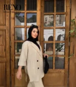 Linen Suit with Side Slits & Button Details - Image 5