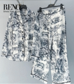 Silk Satin Suit – Gray × Black - Image 2