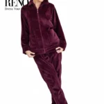 Winter Pajama Set in Deep Burgundy – Premium Turkish Fabric