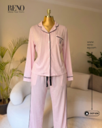 Luxury Pajama Set in Pink Striped Design – High-Quality Imported + Gift Bag - Image 2
