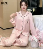 Soft Pink Satin Pajama Set – Elegant & Comfortable