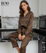 Imported Starry Satin Pajama Set – Elegant & Cozy