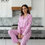 Pajama Set with an Elegant Bow Detail